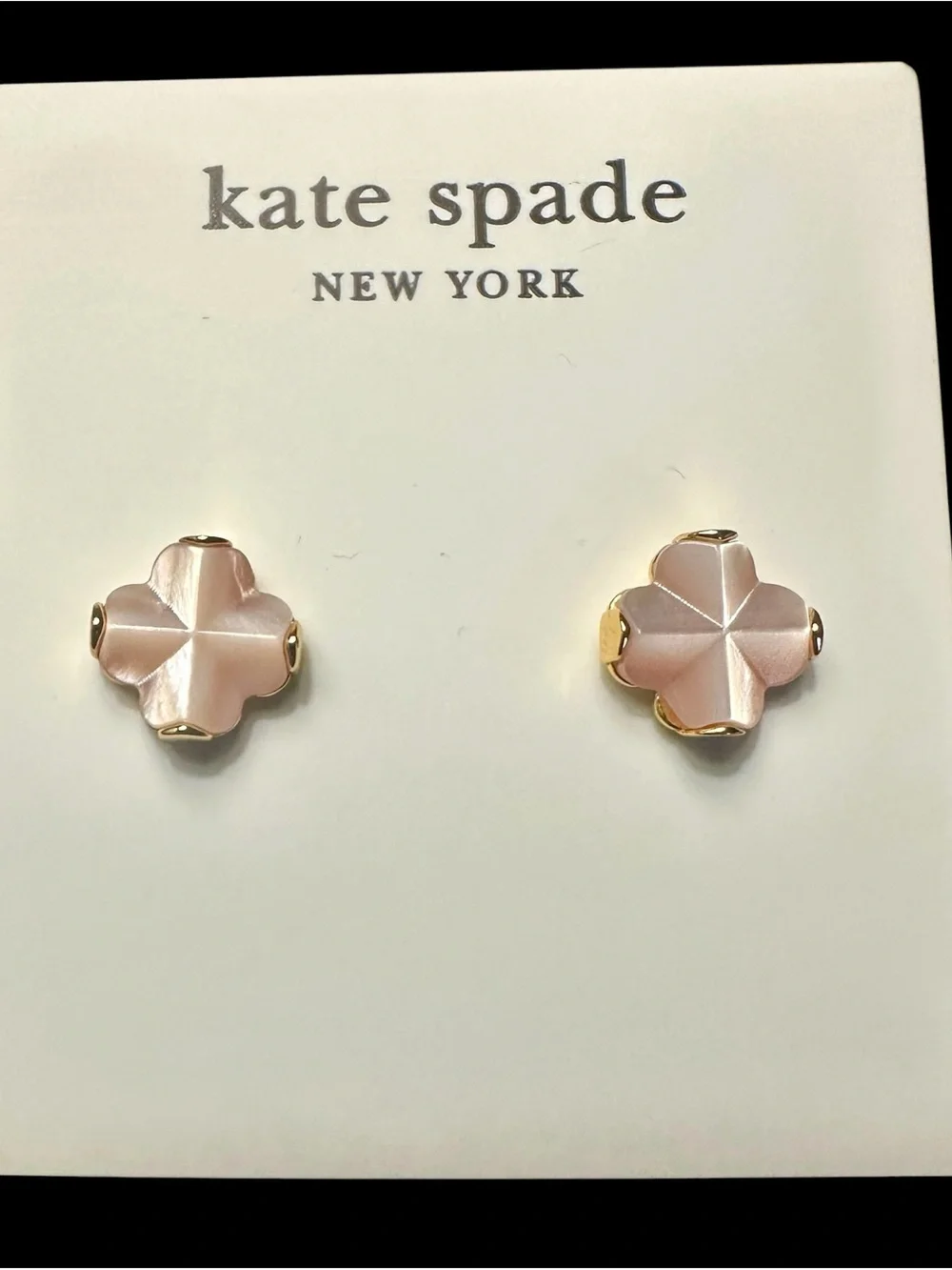 New Kate Spade New York Spade Flower Gold Studs on Kate Spade Earring Card